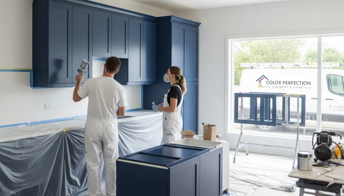 Professional cabinet painting in Aurora, CO showing refined kitchen refinishing and durable finishes