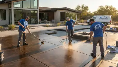 Professional concrete staining on Aurora CO patio with durable decorative floor finish