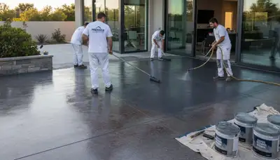 Concrete staining on Aurora CO patio showing durable decorative finish by local painting specialists