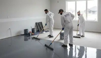Professional epoxy garage floor coating in Aurora CO by expert house painters for durable finish