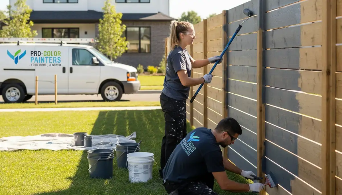 Professional fence painting in Aurora, CO showcasing durable outdoor paint for local climate protection