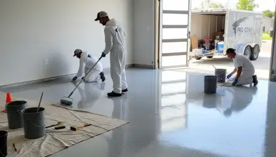 Professional garage floor epoxy coating in Aurora, CO with durable concrete protection finish