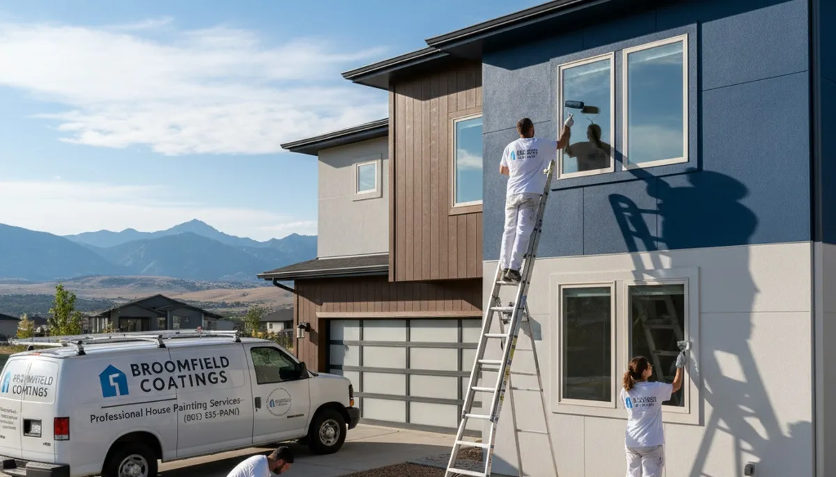 House painters in Aurora, CO painting a home exterior for paintingauroraco.com