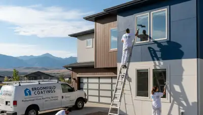House painters in Aurora, CO painting a home exterior for paintingauroraco.com