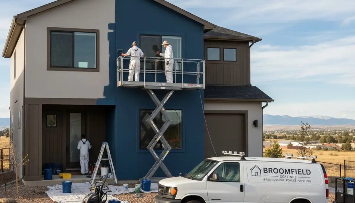 House painters in Aurora, CO painting a home exterior for a professional residential repaint