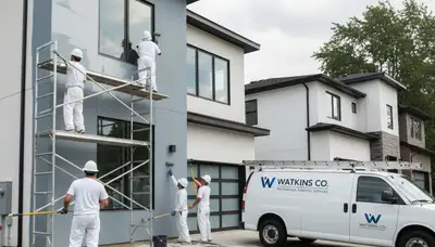 Aurora, CO house painting service team preparing a home exterior for painting
