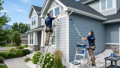 Professional house painters in Aurora CO finishing exterior home painting project