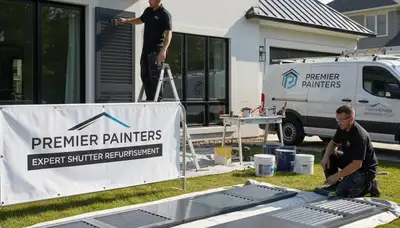 Professional shutter painting service on a home exterior in Aurora, CO restoring curb appeal