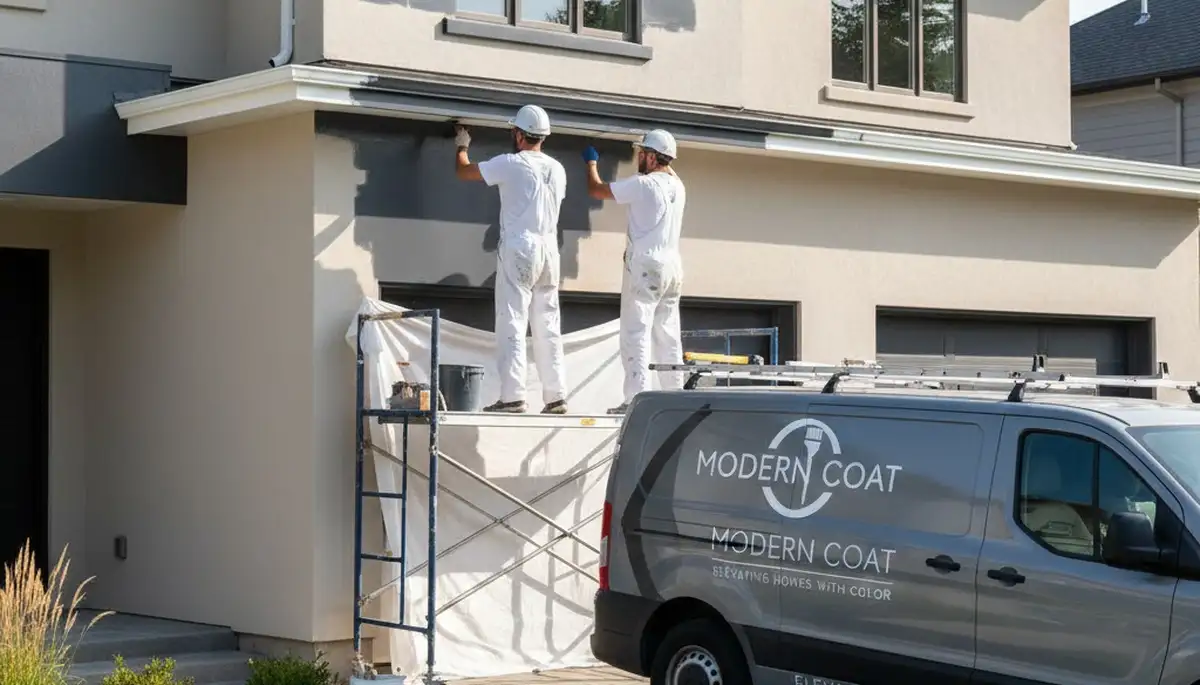 Professional trim and fascia painting on Aurora CO home exterior by expert house painters