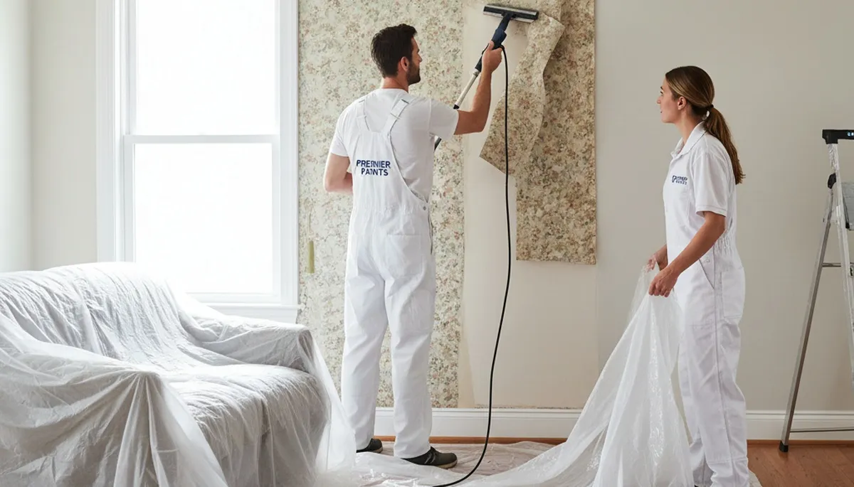 Professional wallpaper removal and wall prep by house painters in Aurora, CO homes