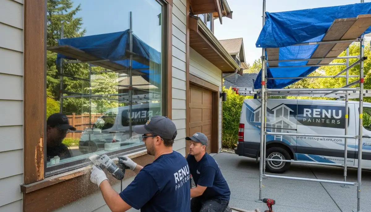 Professional wood rot repair on Aurora, CO home exterior by expert house-painting contractors